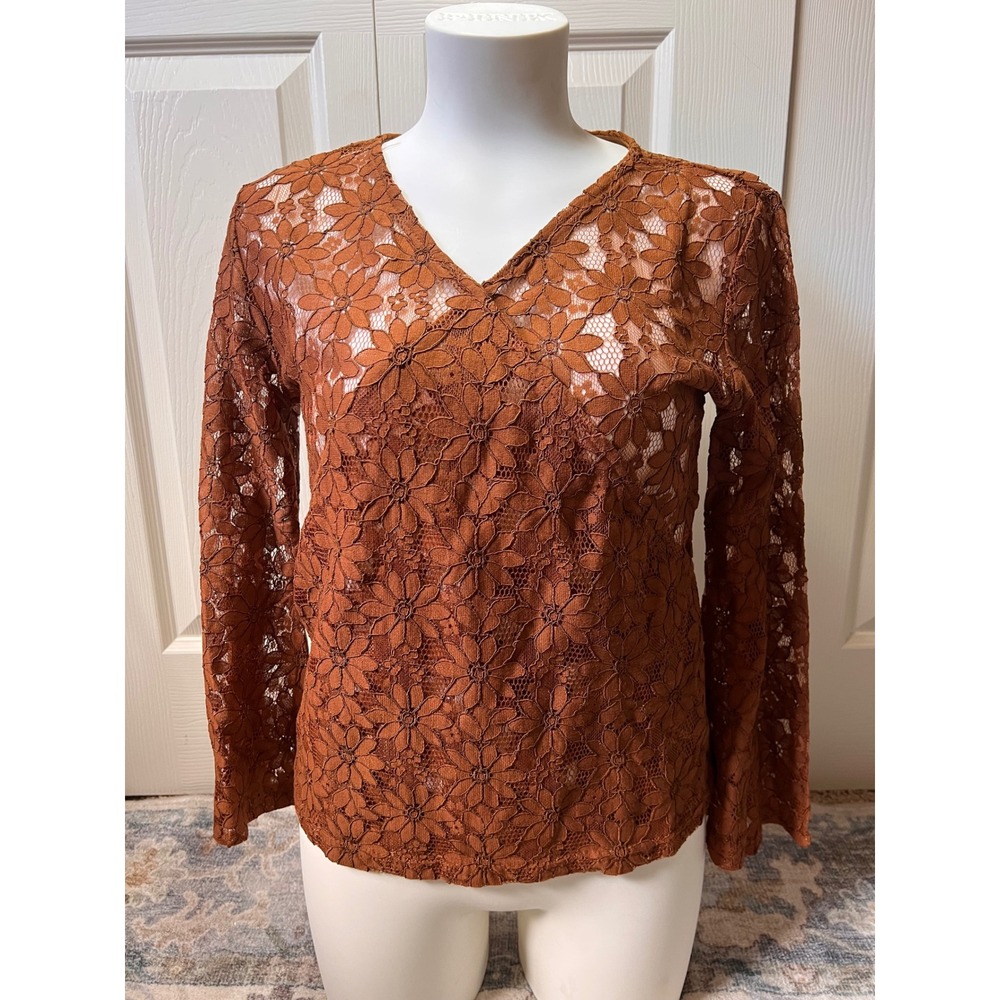Bohemian Sheer Flower Top Orange